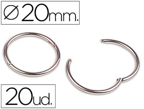 Argolas niqueladas, n. 1, 20 mm, caixa com 20 unidades , Liderpapel , 408 , 8423473004085